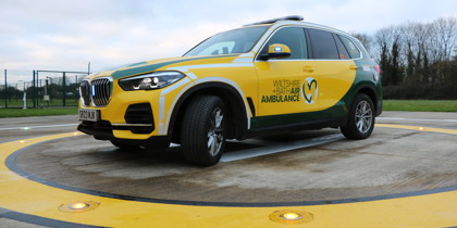 Wiltshire and Bath Air Ambulance Charity's yellow and green critical care car