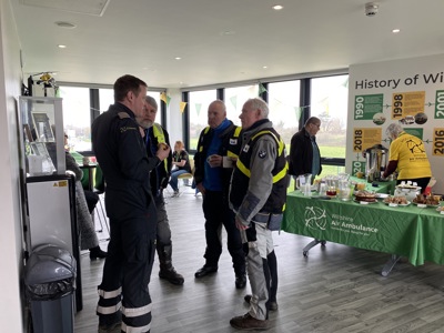 Pilot George talking to bikers during our Easter brew with the crew event