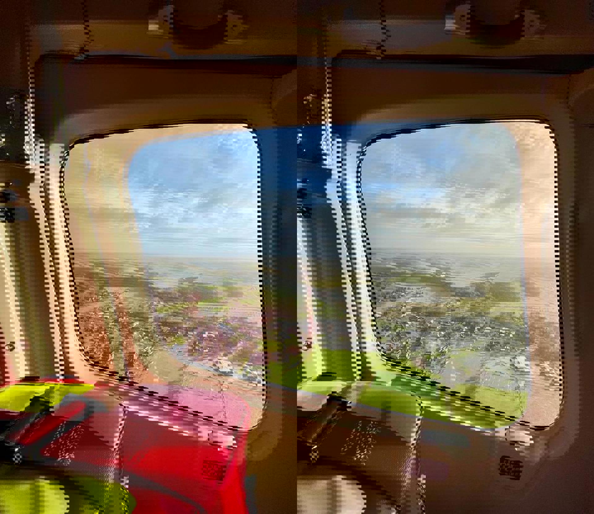 A view of Warminster out of a window of Wiltshire Air Ambulance's helicopter A view of Warminster out of a window of Wiltshire Air Ambulance's helicopter