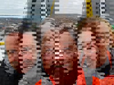 A selfie of paramedic Jo, pilot Matt and doctor Rosie on the Bristol Royal United helideck A selfie of paramedic Jo, pilot Matt and doctor Rosie on the Bristol Royal United helideck