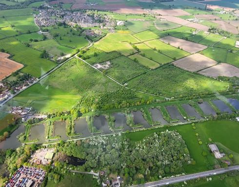 Aerial photo of Caen Hill locks in Devizes