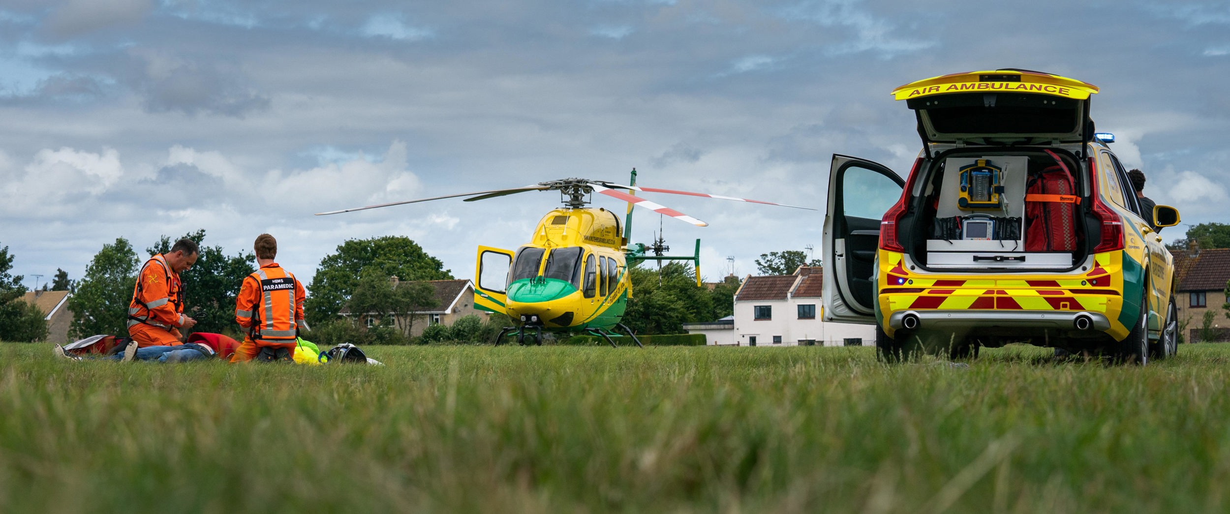 The critical care paramedics on scene of an incident with the helicopter and critical care car