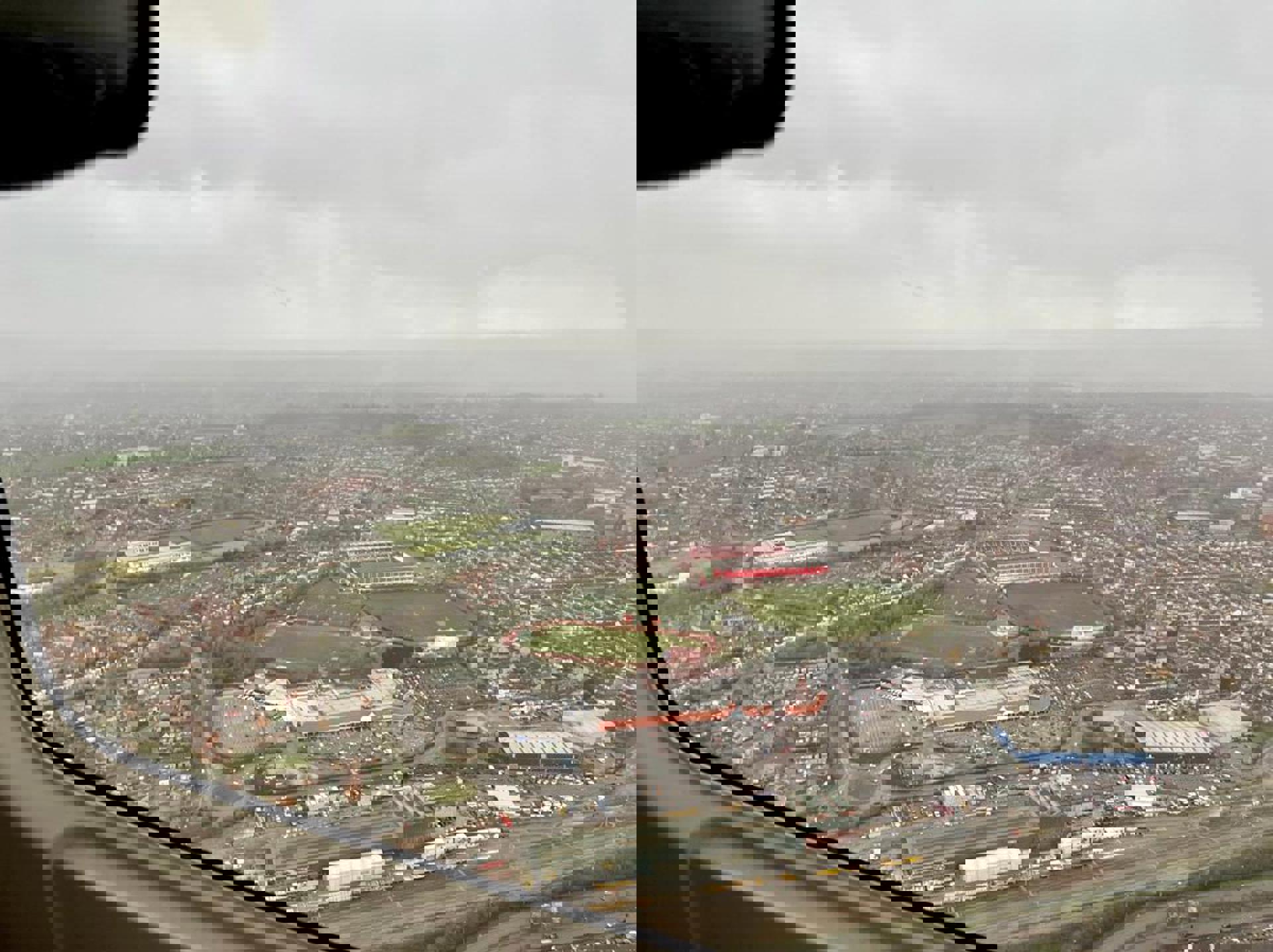 Aerial of Swindon with Swindon Town FC in the background