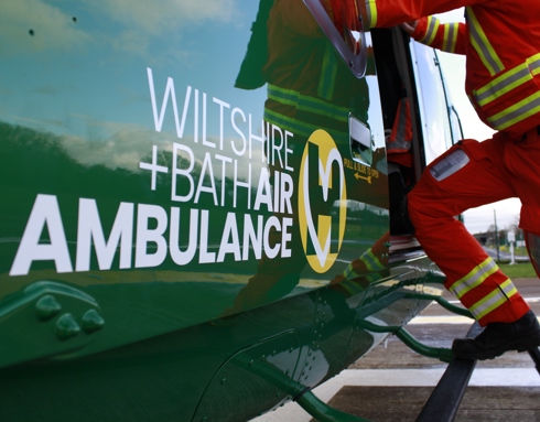 Wiltshire and Bath Air Ambulance aircraft with crew stepping in