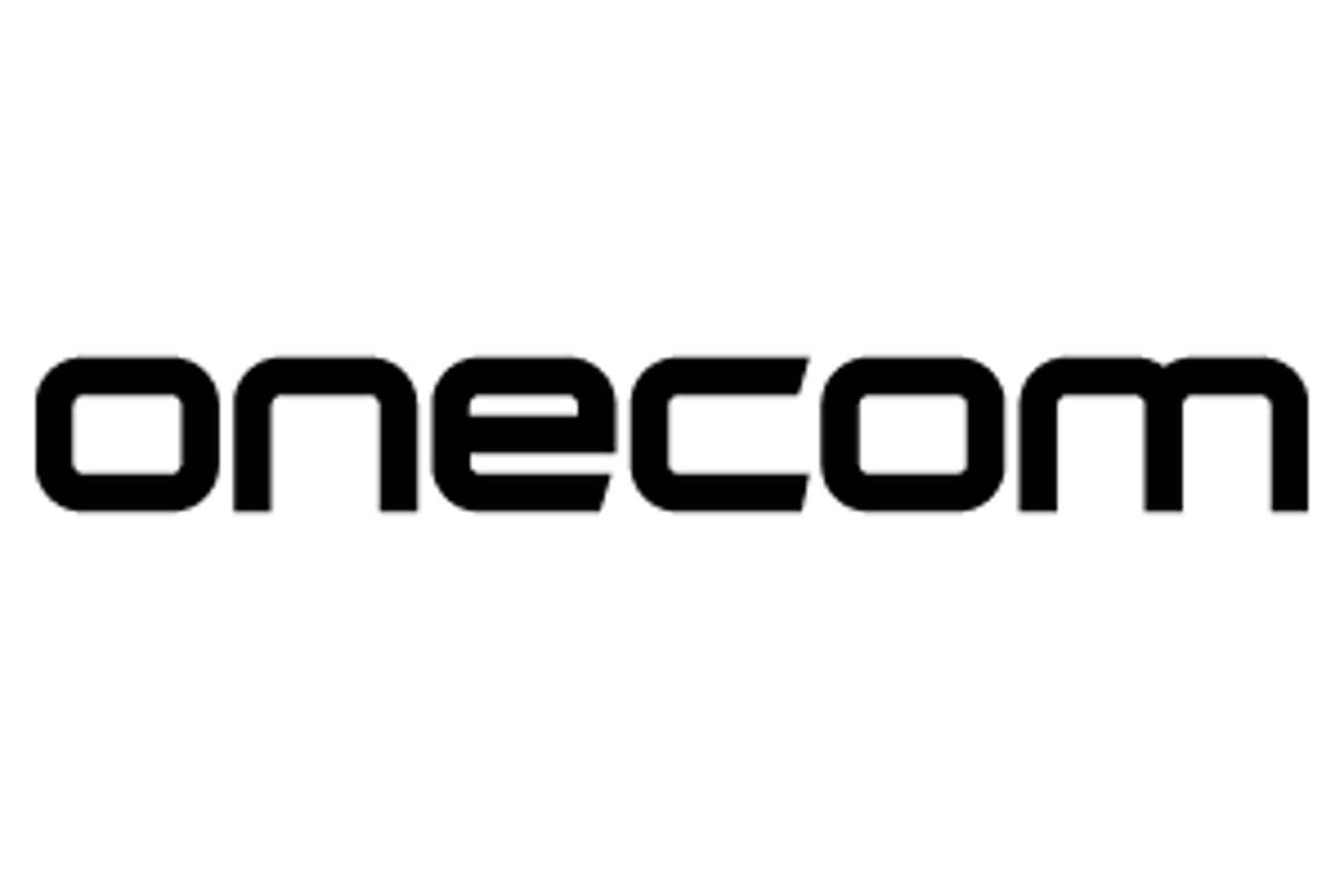 A black logo of text 'onecom' A black logo of text 'onecom'
