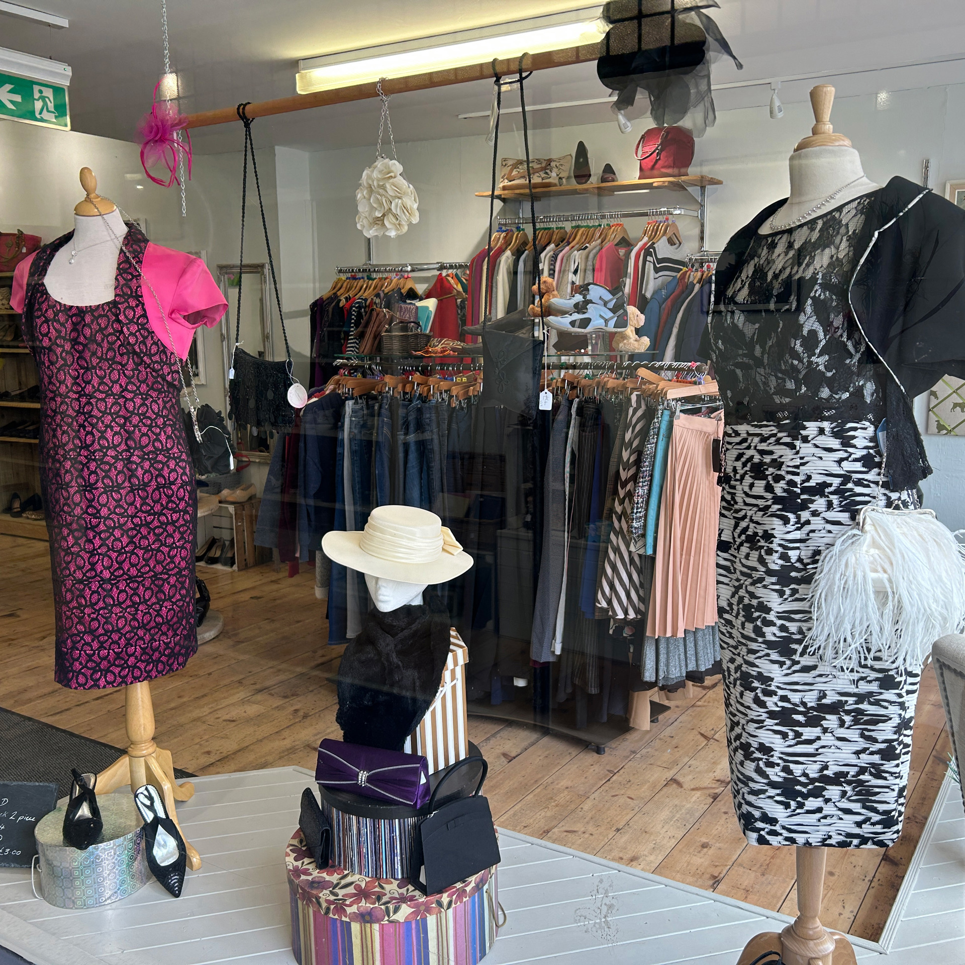 A selection of Mother of the Bride occasion wear for sale in the Devizes Charity Shop